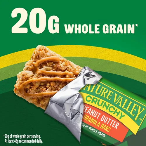 Vista 4 de Nature Valley - Barras de granola crujientes, mantequilla de maní, 12 unidades, 8.94 onzas (6 sobres) Avena integral con mantequilla de maní
