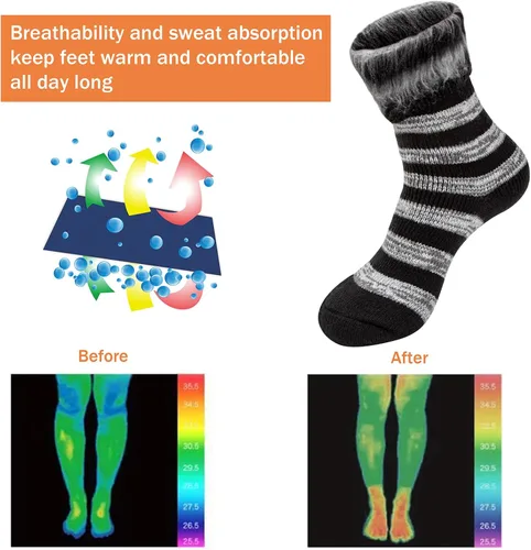 Vista 4 de 2-4 Pairs Thermal Socks for Men Thick Insulated Heated Socks Winter Warm Socks for Cold Weather