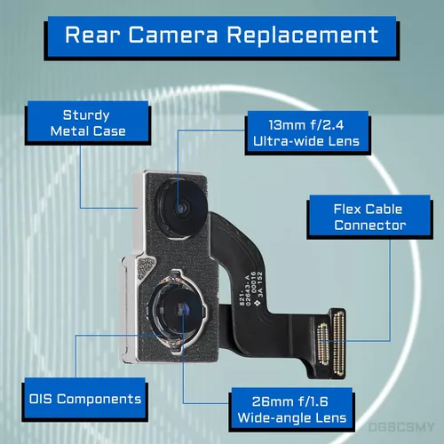 Vista 2 de Para iPhone 12 Cámara Trasera Reemplazo OEM Módulo 12MP Lente Trasera Principal Piezas con Lente Ultra Amplia Lente OIS HDR Fotos 4K Video Flex
