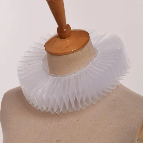 Vista 3 de GRACEART Elizabethan Dickens Ruff Cuello Payaso Collar Elizabeth Muñeca Ruffs Ruffle Cuff Bandas