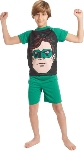 Vista 2 de DC Comics Justice League Batman Green Lantern Superman Raglan Pijama Conjunto corto