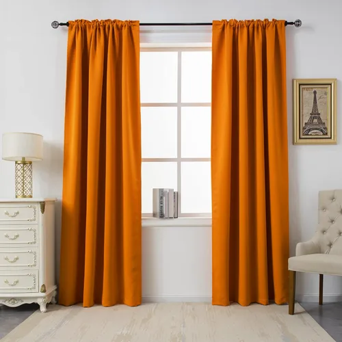 Vista 47 de DUALIFE Cortinas opacas de 45 pulgadas de largo, 2 paneles para ventanas pequeñas de dormitorio, aislamiento térmico, bolsillo para barra, cortinas