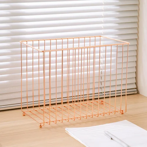 Vista 8 de Y YOMA Organizador de archivos colgante, tamaño carta, color oro rosa, caja de archivos, cesta de almacenamiento para oficina en casa, 1 paquete