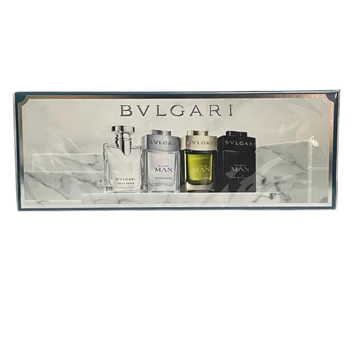 Vista 2 de Bvlgari La colección de regalo para hombre para hombre – 4 piezas Mini set de regalo 0.2 fl oz Pour Homme (EDT), EDP - Rain Essence, Wood Essence