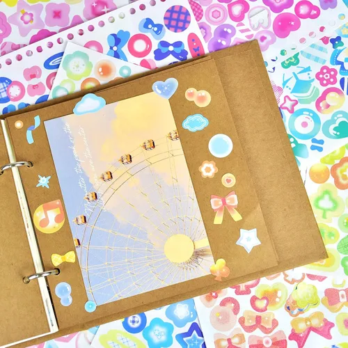 Vista 6 de 2300 piezas calcomanías para álbumes de recortes, lindas calcomanías de mariposas, estrellas, corazones, autoadhesivas, lazos coreanos, calcomanías
