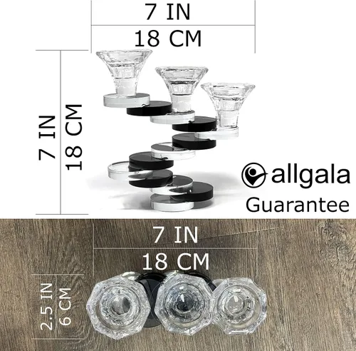 Vista 2 de Allgala Candelabro de cristal con diseño artístico de 3 tazas estilo bonsái - negro HD89132