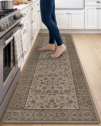 Vista 48 de DEXI Alfombrillas de cocina acolchadas antifatiga, 24 x 87 pulgadas, color Beige claro
