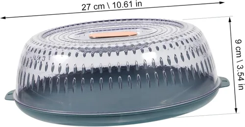 Vista 3 de UPKOCH Cubierta transpirable para verduras, bandeja transparente de plástico, cubierta de salpicaduras de microondas, cubierta de alimentos, caja