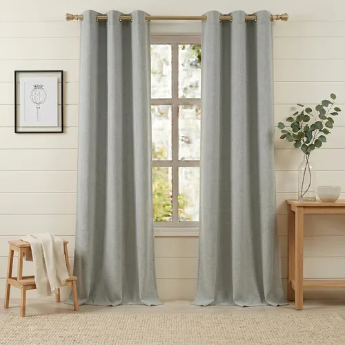 Vista 18 de Anpark Cortinas 100% opacas para dormitorio, cortina opaca de lino estilo granja de 84 pulgadas de largo, juego de 2 paneles, cortinas de ventana