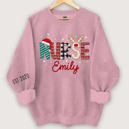 Vista 4 de Camisas personalizadas para enfermera, sudaderas de enfermera, sudadera de enfermera de Navidad, sudaderas de enfermera para mujer