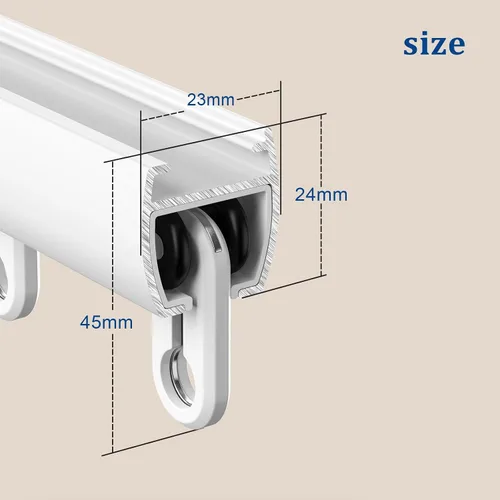 Vista 3 de Double Curtains Track Ceiling Mount 120 240 360 mm Smooth Sliding Ceiling Track Aluminum Heavy-Duty Silent Rail, for Room Divider Hanging Shades
