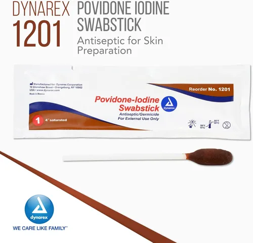 Vista 3 de Dynarex Hisopos de yodo de povidona, hisopos empaquetados en paquete individual de papel de aluminio, antiséptico para preparación de la piel