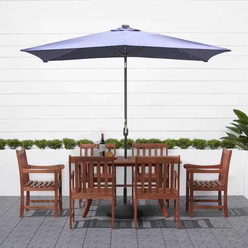 Vista 2 de Sombrilla rectangular de 10 x 6 pies 5 pies con luz LED, sombrilla para exteriores, sombrilla de mesa de mercado con botón de inclinación y manivela