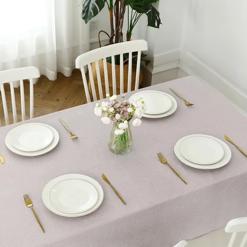 Vista 5 de Romanstile Mantel de PVC 100% impermeable, cuadrado, a prueba de derrames de aceite, resistente a las manchas, manteles de plástico fáciles de Beige