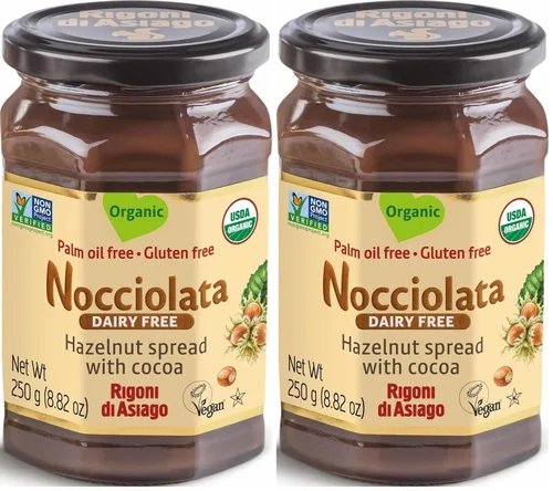 Vista 4 de Rigoni Di Asiago Nocciolata, sin lácteos, avellana y cacao orgánicos, 9.52 onzas.