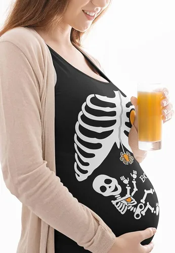 Vista 4 de Disfraces de maternidad para Halloween disfraz de esqueleto de bebé para mamá