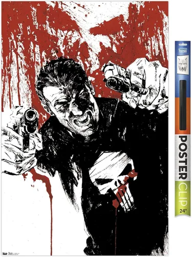 Vista 17 de Trends International Marvel Comics - Póster de pared de The Punisher - Pistols, 22.375 x 34 pulgadas, versión enmarcada de madera de granero