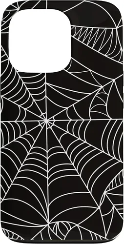 Vista 10 de iPhone 12/12 Pro blanco y negro araña web Único estuche de Halloween de Artsy moderno