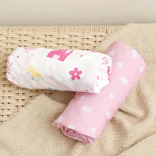 Vista 7 de PHF Juego de sábanas de moisés suave, paquete de 2 sábanas sedosas, cómodas y transpirables para bebés niños y niñas, ajuste universal para la Castle