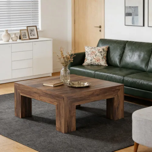 Vista 10 de SSLine Mesa de centro cuadrada con 4 cajones de almacenamiento, mesa de centro de madera negra de 33.2 pulgadas para sala de estar, mesas centrales