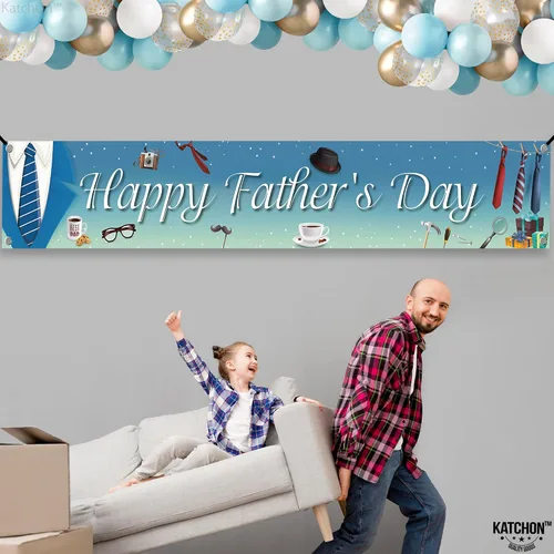 Vista 7 de KatchOn, Cartel de feliz día del padre – XL, 120 x 20 pulgadas Cartel del Día del Padre para decoración del día del padre para fiesta Telón