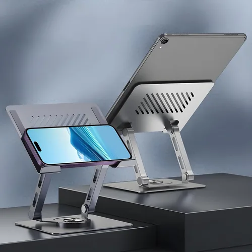 Vista 2 de GuaziV Soporte giratorio de 360° para tableta, soporte ajustable para tablet iPad para escritorio, soporte giratorio plegable para iPad