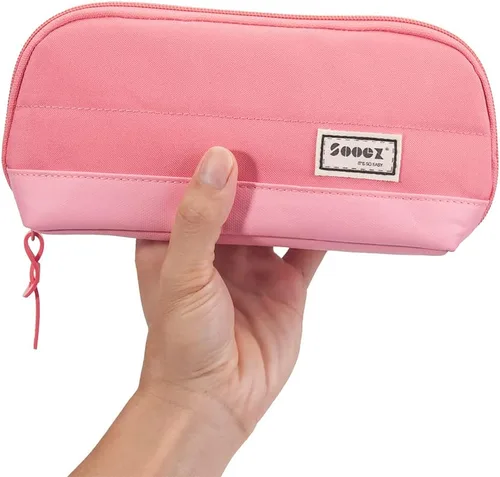 Vista 10 de Sooez - Estuche para lápices y bolígrafos de apertura ancha, estuche ligero y espacioso con cremallera, bolsa de papelería con bonito diseño