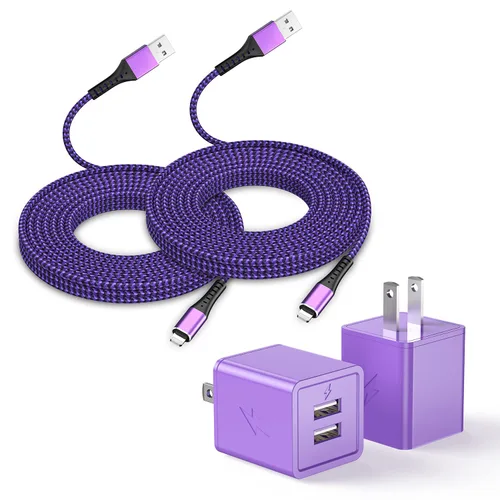 Vista 9 de Paquete de 2 cargadores para iPhone, cargador de pared para iPhone 14, bloque de adaptador USB-A de doble puerto con cable de carga rápida USB A a