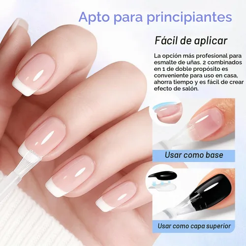 Vista 4 de AZUREBEAUTY Esmalte de uñas base y capa superior 2 en 1, fortalecedor transparente, secado rápido, brillo de alto brillo, sin rayas, fórmula suave