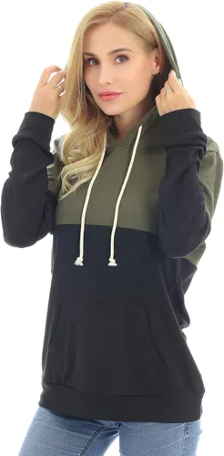 Vista 3 de Bearsland - Suéter de lactancia para mujer, con capucha y bolsillos, para maternidad Verde Armada (ArmyGreen)