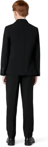 Vista 7 de Calvin Klein Pantalón de vestir bi-stretch de frente lisa para niño, ajuste recto, con presillas para cinturón y bolsillos delanteros Negro