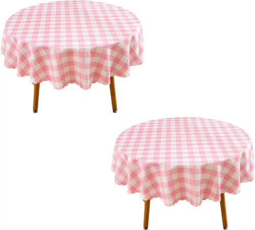 Vista 40 de MANGATA CASA Mantel de cuadros rosa para mesas cuadradas, mantel a cuadros, impermeable, para cocina y mesa, mantel de poliéster a cuadros sin Rosa