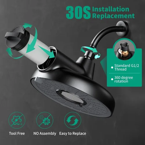 Vista 3 de Longriver Cartucho de repuesto para cabezal de ducha filtrado F8, compatible con productos idénticos, 99% elimina cloro, metales pesados