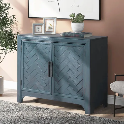 Vista 3 de Accent - Armario de almacenamiento para bufé con estante ajustable y 2 puertas, consola moderna, mesa de entrada, aparador para pasillo, comedor