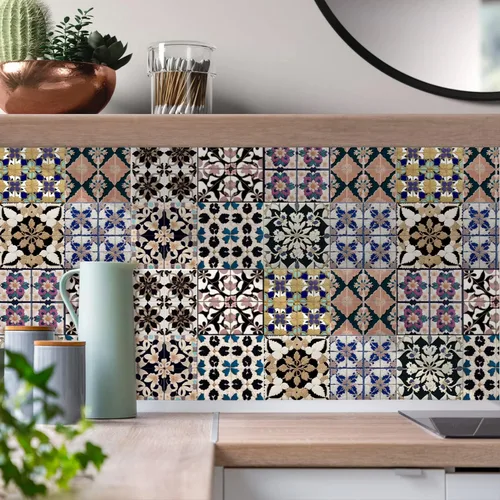 Vista 58 de Alwayspon Adhesivo para azulejos de pared moriscos para despegar y pegar, calcomanías de vinilo autoadhesivas para azulejos de cocina y baño, 4 x 4