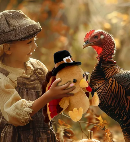 Vista 6 de DolliBu Pilgrim - Peluche de pavo con diseño de pájaro, 10 pulgadas