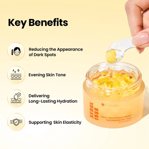 Vista 3 de K-SECRET SEOUL 1988 Crema en Cápsulas de Niacinamida – Hidratante Facial con 5% de Niacinamida y Yuja Crema en Cápsulas de Vitamina C para Manchas