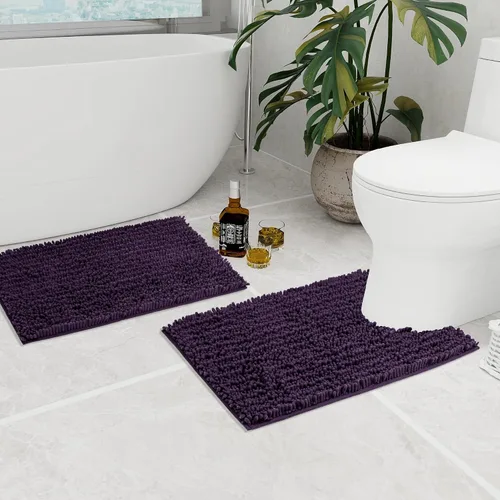 Vista 87 de Walensee Alfombra de baño antideslizante (32x20, azul oscuro) absorbente de agua, súper suave, felpilla peluda, lavable a máquina, se seca