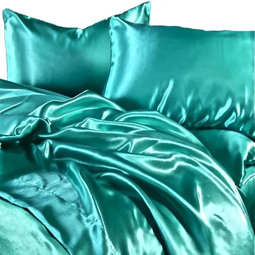 Vista 18 de Juego de edredón 100% satén de seda pura con 2 fundas de almohada, sin arrugas, resistente a la decoloración, una funda de edredón de satén de seda