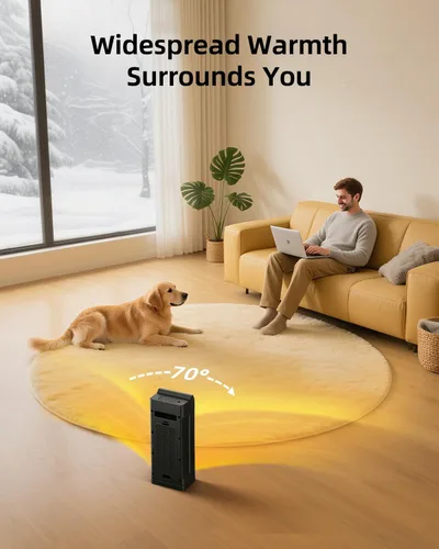 Vista 6 de Calentador ambiental, calentadores eléctricos para uso en interiores con termostato, control remoto, temporizador de 1-12H, oscilación de 70°