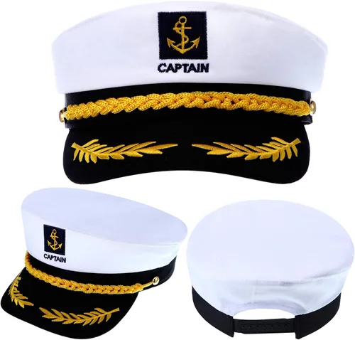 Vista 2 de SATINIOR Gorra de capitán de yate, 2 piezas, color azul marino, para niños