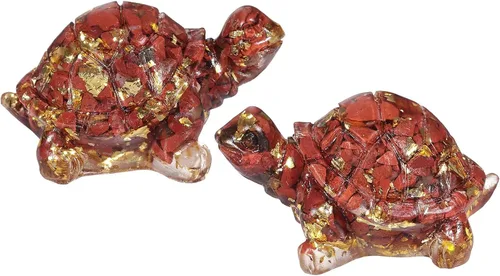 Vista 12 de SUNYIK Paquete de 2 estatuas de tortuga de cristal de orgón, amuleto de tortuga de piedra de Reiki, escultura Fengshui para decoración de oficina