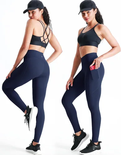 Vista 14 de Neleus calzas de yoga para mujer con bolsillo y cintura alta, para correr, con control de barriga