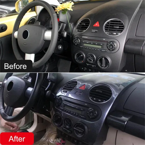 Vista 4 de para VW Volkswagen New Beetle 2003-2010 Marco de Cubierta de Rejilla de Aire de la Consola Central del Tablero del Interior del Coche de Fibra