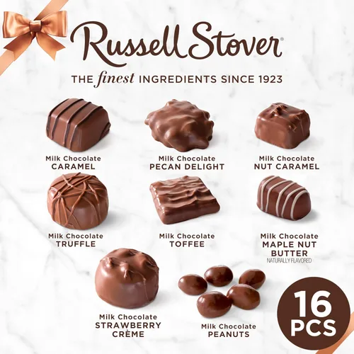 Vista 4 de Russell Stover, Surtido de chocolate con leche, caja de regalo de chocolate, 9.4 onzas