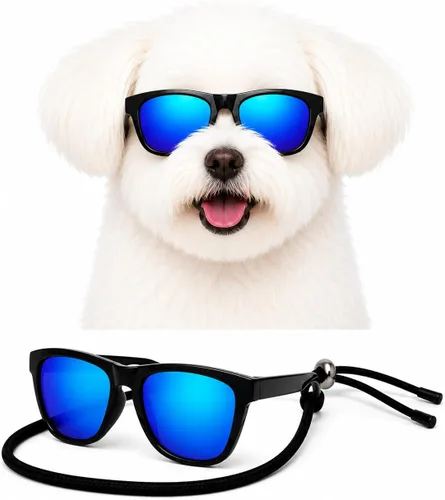 Vista 9 de G014 Retro 80s - Gafas de sol para perros y mascotas, taza de té, juguete de raza pequeña a mediana (12-25 libras, negro)
