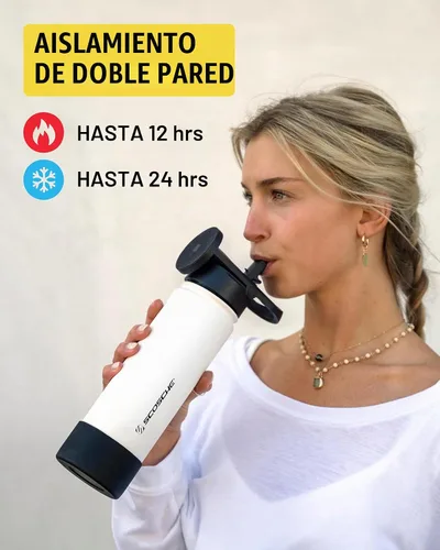 Vista 2 de Scosche MFMS22 MagicMount Flask - Botella de agua de acero inoxidable de 22 onzas con soporte de montaje MagSafe para teléfono, frasco aislado 12H