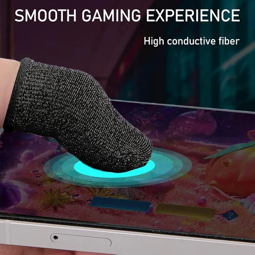 Vista 5 de Geyoga 40 fundas para dedos para juegos para pulgares, protector de dedos para juegos móviles (negro)