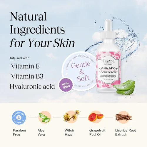 Vista 3 de LilyAna Naturals Corrector de manchas oscuras, removedor de manchas oscuras para la cara, suero facial iluminador para mujeres y hombres