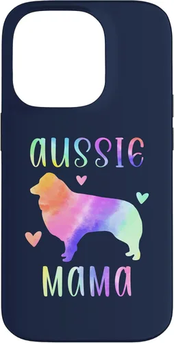 Vista 17 de iPhone 16 Aussie Mama Australian Shepherd Mom Rainbow Watercolor Case